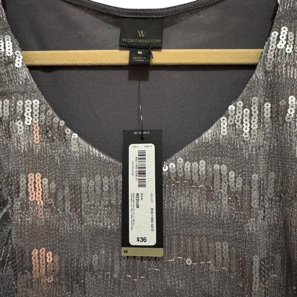 Worthington - grey sequin front Tank, Matte Grey - size Med  NWT - Picture 3 of 9